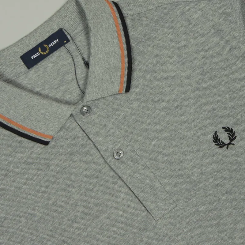 Fred Perry Twin Tipped Polo Shirt M3600 - Steel Marl/Light Rust/Black-1